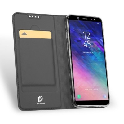 „Dux Ducis“ Skin серии Samsung Galaxy A6+ 2018 чёрный кожаный чехол-книжка | Vacins.lv