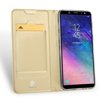 „Dux Ducis“ Skin серии Samsung Galaxy A6+ 2018 золотой кожаный чехол-книжка | Vacins.lv