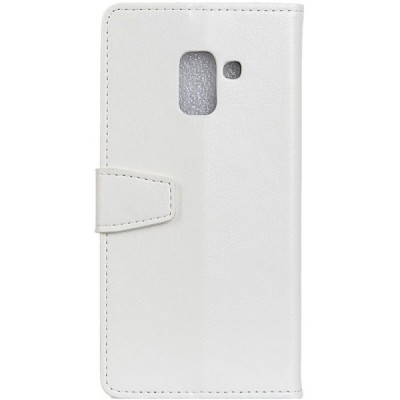 Samsung Galaxy A6+ 2018 atvēramais ādas balts maciņš, grāmata (maks) / Vacins.lv