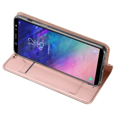 Samsung Galaxy A6 2018 (A600F) „Dux Ducis“ Skin sērijas rozs ādas atvērams maciņš / Vacins.lv