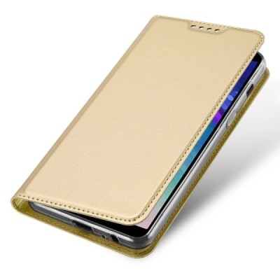 Samsung Galaxy A6 2018 (A600F) „Dux Ducis“ Skin sērijas zelta ādas atvērams maciņš / Vacins.lv