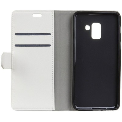 Samsung Galaxy A6 2018 (A600F) atvēramais ādas balts maciņš, grāmata (maks) / Vacins.lv