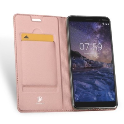 „Dux Ducis“ Skin серии Nokia 7 Plus розовый кожаный чехол-книжка | Vacins.lv