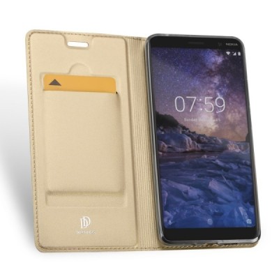 „Dux Ducis“ Skin серии Nokia 7 Plus золотой кожаный чехол-книжка | Vacins.lv
