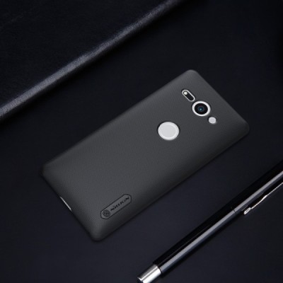 Nillkin Frosted Shield Sony Xperia XZ2 Compact чёрный пластиковый чехол + защитная пленка для экрана | Vacins.lv