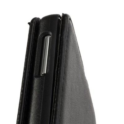 Samsung Galaxy Note 3 N9005 klasisks ādas vertikāli atvēramais melns futrālis / Vacins.lv