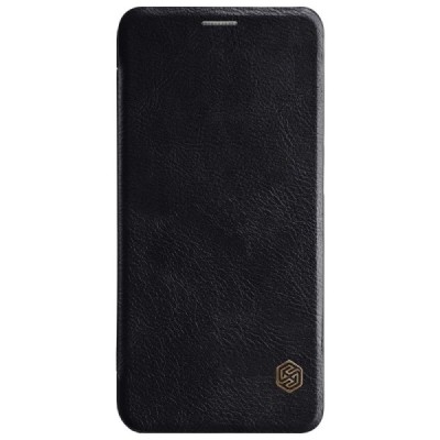 Роскошный чёрный кожаный чехол Nillkin Qin Series для Huawei Honor 10 | Vacins.lv
