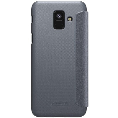 Samsung Galaxy A6 2018 (A600F) серый кожаный чехол-книжка Nillkin Sparkle | Vacins.lv
