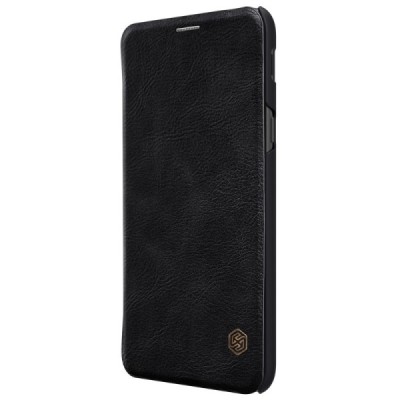 Роскошный чёрный кожаный чехол Nillkin Qin Series для Samsung Galaxy A6 2018 (A600F) | Vacins.lv