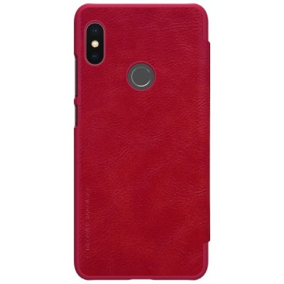Роскошный красный кожаный чехол Nillkin Qin Series для Xiaomi Redmi Note 5 2018 (Redmi Note 5 Pro) | Vacins.lv
