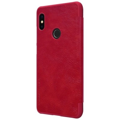 Роскошный красный кожаный чехол Nillkin Qin Series для Xiaomi Redmi Note 5 2018 (Redmi Note 5 Pro) | Vacins.lv