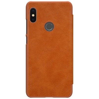 Роскошный коричневый кожаный чехол Nillkin Qin Series для Xiaomi Redmi Note 5 2018 (Redmi Note 5 Pro) | Vacins.lv