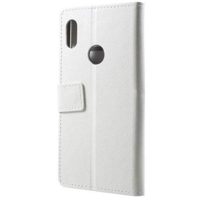 Xiaomi Redmi Note 5 2018 (Redmi Note 5 Pro) atvēramais ādas balts maciņš, grāmata (maks) / Vacins.lv