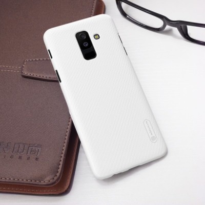 Nillkin Frosted Shield Samsung Galaxy A6+ 2018 (A605F) balts plastmasas futrālis + ekrāna aizsargplēve / Vacins.lv