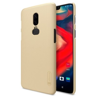 Nillkin Frosted Shield OnePlus 6 (Six) золотой пластиковый чехол + защитная пленка для экрана | Vacins.lv