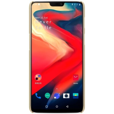 Nillkin Frosted Shield OnePlus 6 (Six) золотой пластиковый чехол + защитная пленка для экрана | Vacins.lv