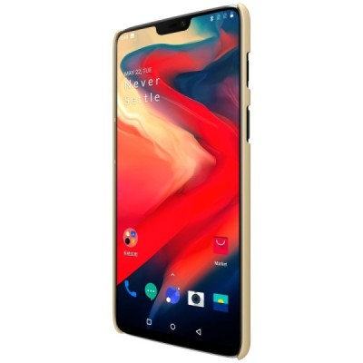 Nillkin Frosted Shield OnePlus 6 (Six) золотой пластиковый чехол + защитная пленка для экрана | Vacins.lv