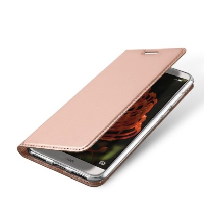 Huawei Y6 2018 (Honor 7A) „Dux Ducis“ Skin sērijas rozs ādas atvērams maciņš / Vacins.lv