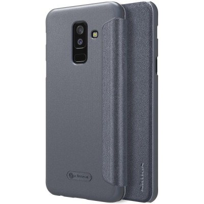 Samsung Galaxy A6+ 2018 (A605F) серый кожаный чехол-книжка Nillkin Sparkle | Vacins.lv