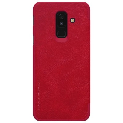 Роскошный красный кожаный чехол Nillkin Qin Series для Samsung Galaxy A6+ 2018 (A605F) | Vacins.lv