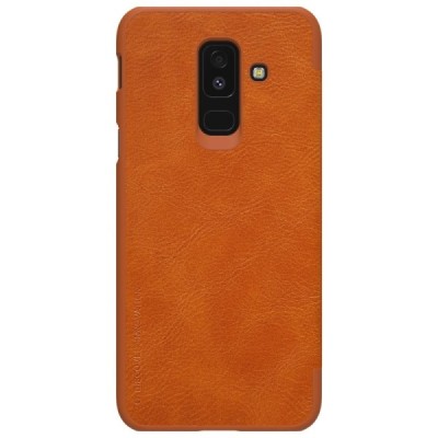 Greznais „Nillkin“ Qin sērijas ādas atvērams brūns Samsung Galaxy A6+ 2018 (A605F) maciņš / Vacins.lv