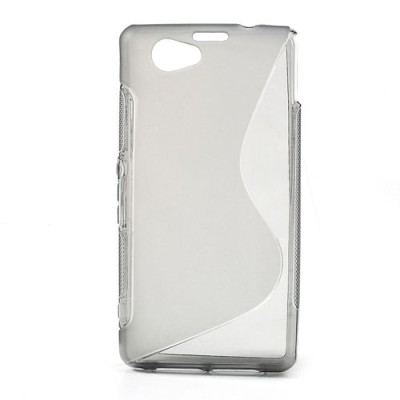 Sony Xperia Z1 compact kieto silikono TPU skaidrus pilkas dėklas - nugarėlė / Priedai.lt