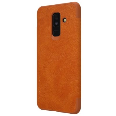 Greznais „Nillkin“ Qin sērijas ādas atvērams brūns Samsung Galaxy A6+ 2018 (A605F) maciņš / Vacins.lv