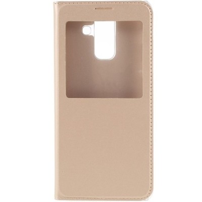 Samsung Galaxy A6+ 2018 (A605F) открываемый золотой чехол c oкошком | Vacins.lv