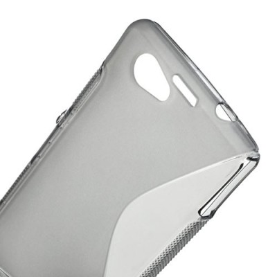 Sony Xperia Z1 compact kieto silikono TPU skaidrus pilkas dėklas - nugarėlė / Priedai.lt