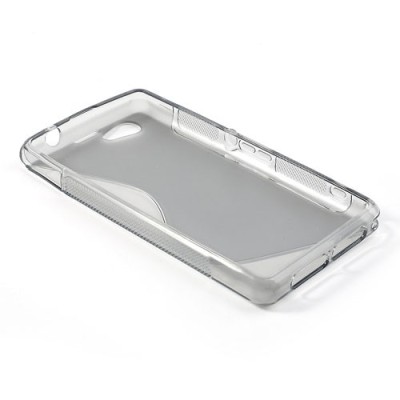Sony Xperia Z1 compact kieto silikono TPU skaidrus pilkas dėklas - nugarėlė / Priedai.lt