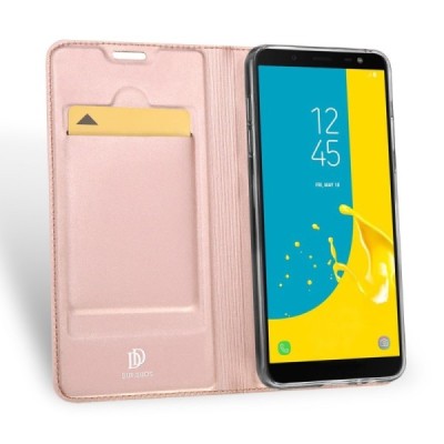 „Dux Ducis“ Skin серии Samsung Galaxy J6 2018 (J600) розовый кожаный чехол-книжка | Vacins.lv