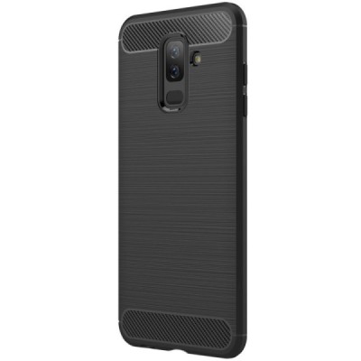 Samsung Galaxy A6+ 2018 (A605F) „Carbon“ cieta silikona (TPU) melns apvalks / vacins.lv