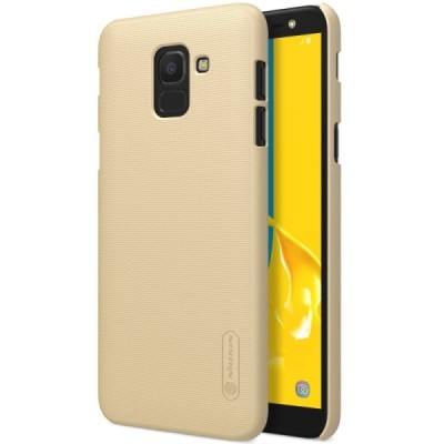 Samsung Galaxy J6 2018 (J600) Nillkin Frosted Shield золотой пластиковый чехол + защитная пленка для экрана | Vacins.lv