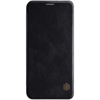 Роскошный чёрный кожаный чехол Nillkin Qin Series для Samsung Galaxy J6 2018 (J600) | Vacins.lv