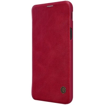 Роскошный красный кожаный чехол Nillkin Qin Series для Samsung Galaxy J6 2018 (J600) | Vacins.lv