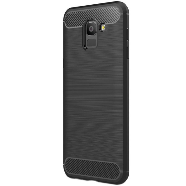 „Carbon“ твердый силиконовый чехол (TPU) - черный (Galaxy J6 2018)