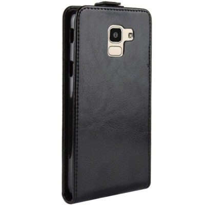 Samsung Galaxy J6 2018 (J600) классический чехол-книжка из кожи - чёрный | Vacins.lv