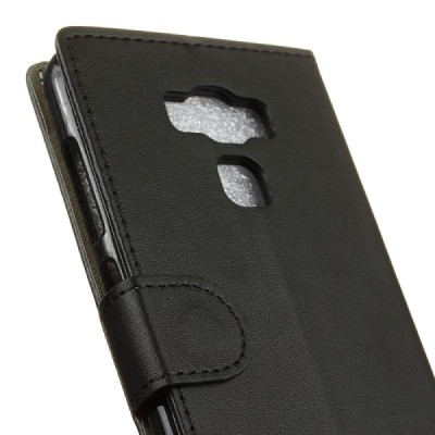 Asus Zenfone 3 Max (ZC553KL) atvēramais melns ādas „Crazy Horse“ futrālis - maciņš / Vacins.lv
