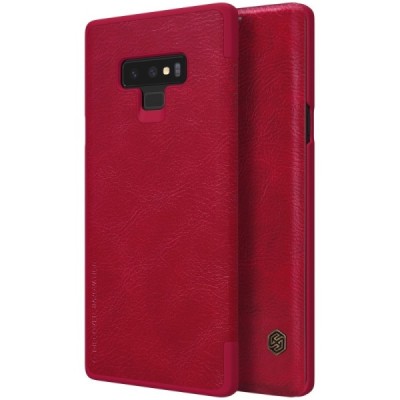 Роскошный красный кожаный чехол Nillkin Qin Series для Samsung Galaxy Note 9 (N960F) | Vacins.lv