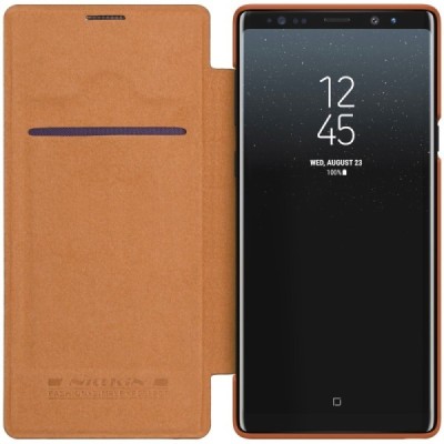 Greznais „Nillkin“ Qin sērijas ādas atvērams brūns Samsung Galaxy Note 9 (N960F) maciņš / Vacins.lv