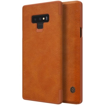 Greznais „Nillkin“ Qin sērijas ādas atvērams brūns Samsung Galaxy Note 9 (N960F) maciņš / Vacins.lv