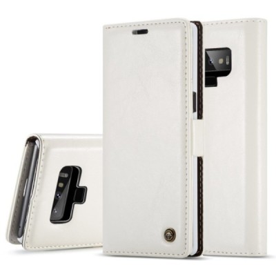 Samsung Galaxy Note 9 (N960F) „CaseMe“ твердый открываемый белый кожаный чехол - книжка | Vacins.lv