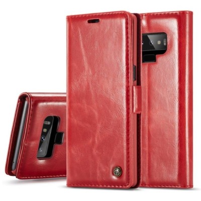 Samsung Galaxy Note 9 (N960F) „CaseMe“ твердый открываемый красный кожаный чехол - книжка | Vacins.lv