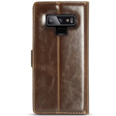 Samsung Galaxy Note 9 (N960F) „CaseMe“ твердый открываемый темно-коричневый кожаный чехол - книжка | Vacins.lv