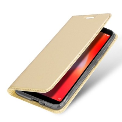 Xiaomi Redmi 6 „Dux Ducis“ Skin sērijas zelta ādas atvērams maciņš / Vacins.lv