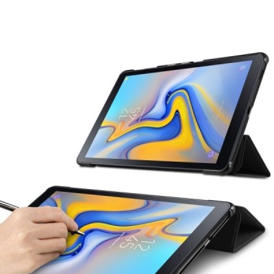 Samsung Galaxy Tab A 10.5 2018 (T590, T595) чёрный кожаный чехол-книжка (складной) | Vacins.lv