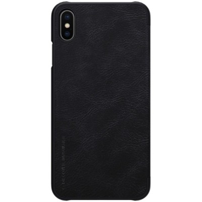 Greznais „Nillkin“ Qin sērijas ādas atvērams melns Apple iPhone Xs Max maciņš / Vacins.lv