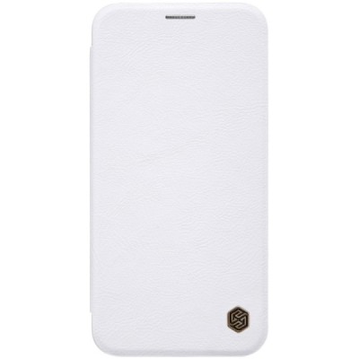 Greznais „Nillkin“ Qin sērijas ādas atvērams balts Apple iPhone Xs Max maciņš / Vacins.lv