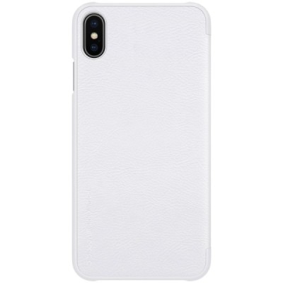 Роскошный белый кожаный чехол Nillkin Qin Series для Apple iPhone Xs Max | Vacins.lv