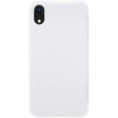 Роскошный белый кожаный чехол Nillkin Qin Series для Apple iPhone Xr | Vacins.lv